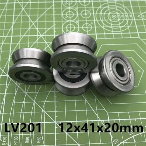 2021 Rodamientos Rolamentos Free Shipping Lv201 V Groove Deep Ball Bearing 12x41x20mm Traces Walking Guide Rail Bearings Abec3