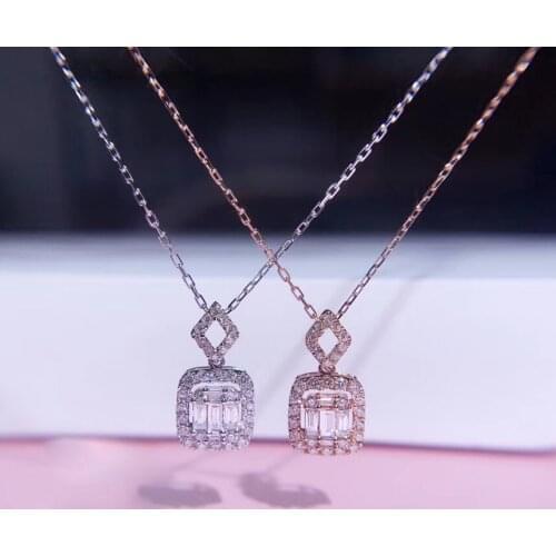 AEAW 18k white gold 0.26ct natural diamond Radiant cut necklaces & pendants diamonds choker necklace woman jewelry