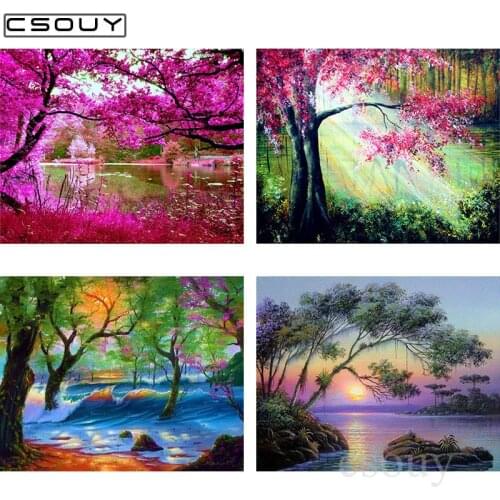 5D Diy Diamond Embroidery Landscape Scenery 3D Diamond Painting Cross Stitch Full Square & Round Drill Mosaic Decoration Sticker