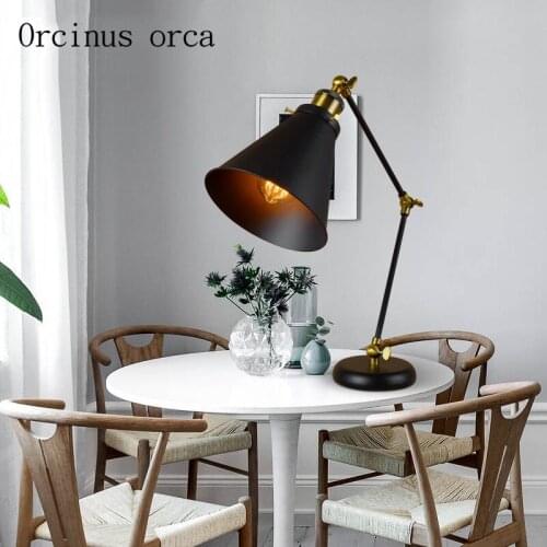 American retro creative iron art desk lamp living room bedside lamp industrial wind, modern simple LED reading desk lamp
