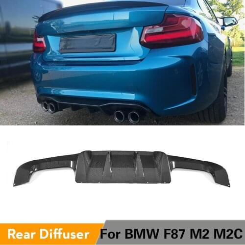 Big Fins Carbon Fiber Rear Bumper Exhaust Diffuser Lip Spoiler for BMW F87 M2 M2C Base Coupe 2 Door 2016 2017