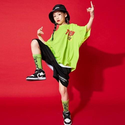 Kids Hip Hop Rave Dancing Clothing Oversize Thirt Tops Summer Shorts Show Jazz Outfits For Girls Boys Dance Costume Clothes Wear