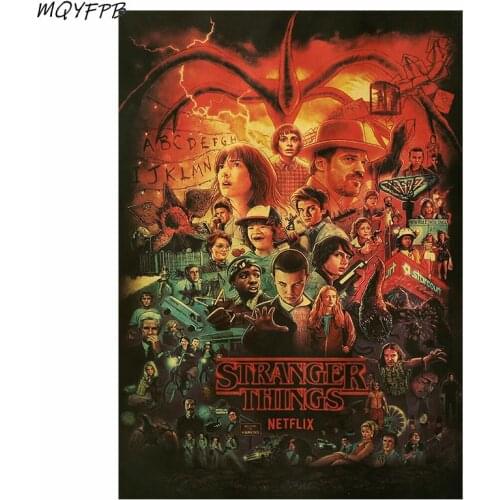 Movie Stranger Things Season A Collection Of Characters Kraft Paper Poster Wall Sticker Home Decoration Painting 50.5x35cm