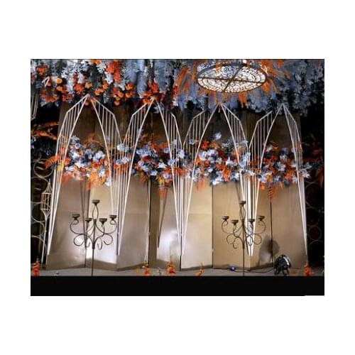 Electroplating Qianfan iron screen wedding stage background layout large-scale shopping mall window ornament site decoration