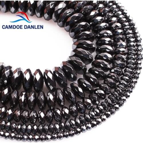 CAMDOE DANLEN Natural Stone Black Hematite Round Faceted Spacer Beads Fit Diy Handmade Find Beads For Jewelry Making Accessories
