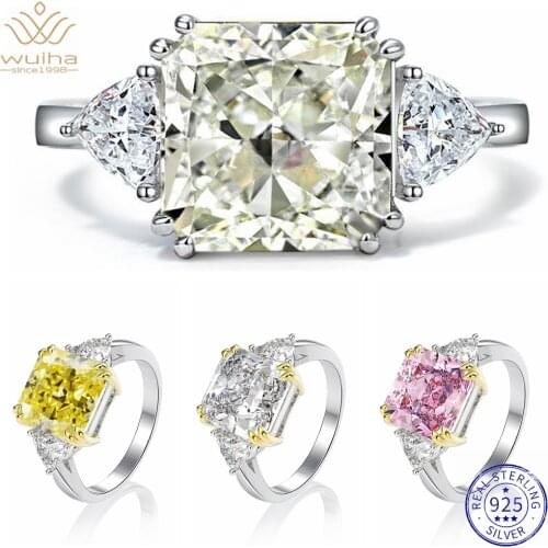 Wuiha 925 Sterling Silver Wedding Ring For Women Luxury 10*10MM Yellow Pink White Zircon Gemstone Rings Fine Jewelry Wholesale