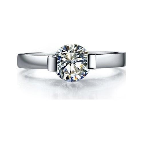 G18K White Gold Jewelry 1Ct Round Cut Diamond Solitaire Ring Engagement for Women AU750 18K Jewelry