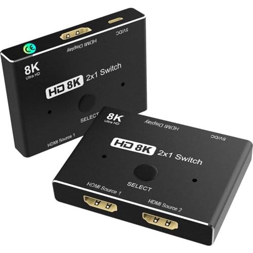 8K Ultra HD HDMI 2.1-compatible Switcher 2 In 1 Out 8K@60Hz 4K@120Hz 48Gbps with Switch Button Switch for PS4/5 Set-top Box More