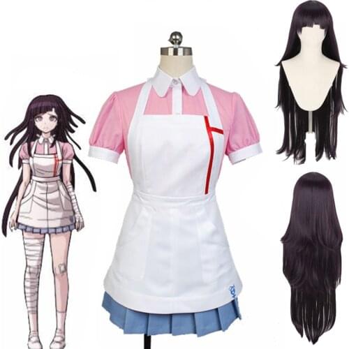 Anime Danganronpa Cosplay Mikan Tsumiki Cosplay Costumes Mikan Tsumiki Wig Girls Dangan Ronpa Halloween Costumes For Women CS218