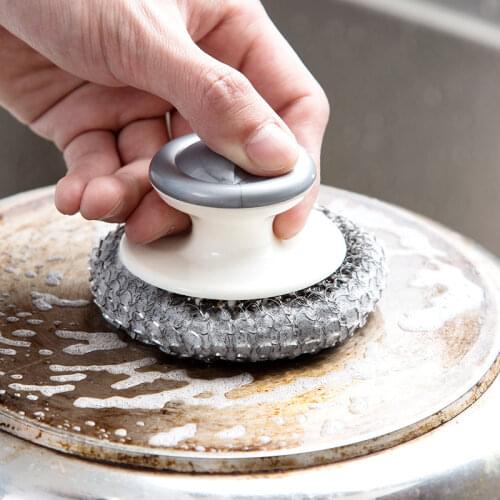 Kitchen with handle cleaning ball iron wire ball kitchen supplies dishwashing brush wire ball brush pot artifact wash pot brush