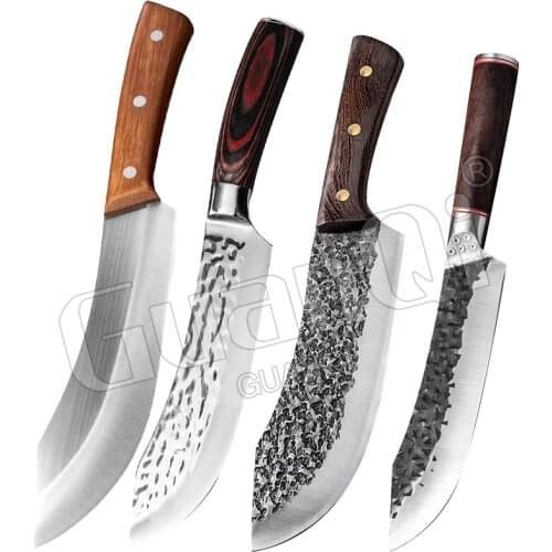 Kitchen Knives Wood Handle Butcher Knife Slicing Cleaver Knife Stainless Steel Boning Knife for Meat Bone Fish Fruit Vegetables
