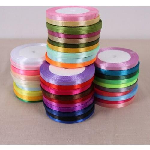 6mm ribbons Lots Colors Solid Color Satin Ribbons Wedding Decorative Gift Box Wrapping Belt DIY Crafts 1/4'' A