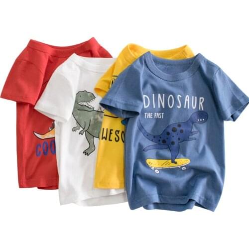 Boys Summer T-shirt Childrens Short-sleeved T-shirt Kids Cotton Clothes3-8 Years Dinosaur Tops 3-8 Years Baby shirts
