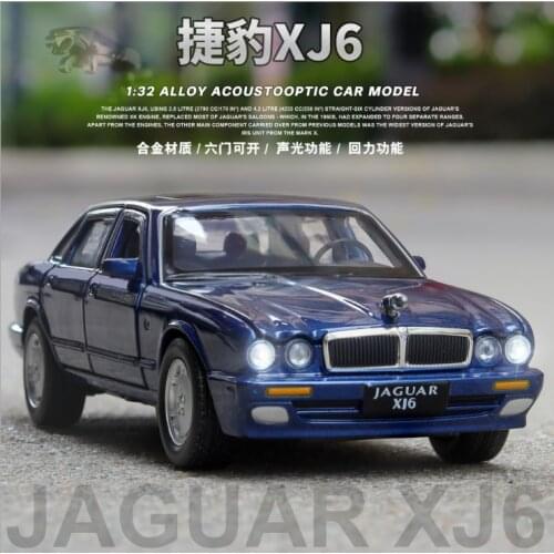 1: 32 Simulation Jaguar XJ6 Car Alloy Toy Car Model Ornaments Children Boy Birthday New Year Christmas Gift Blue