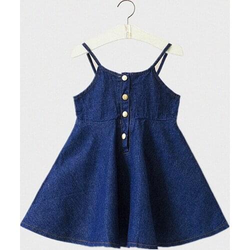 2019 New arrival Kids Girls spring casual dress clothing children fashion sleeveless denim dress for Girls 3-8 years