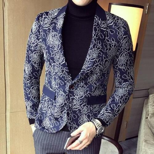 New Mens Colorful Blazer Mens Floral Blazer Plus Size M-5XL Jacquard Party Prom Blazer Stylish Blazers For Men Casaco Masculino