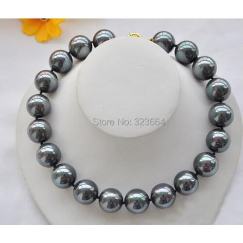 HUGE 17" 20MM PEACOCK BLACK SOUTH SEA SHELL PEARL NECKLACE