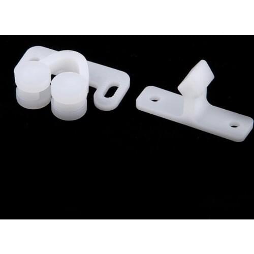 ABS Plastic Double Cupboard Cabinet Wardrobe Ball Roller Catch with Spear Strike, White