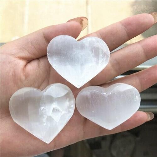 Selenite heart piedras naturales y minerales gemstones reiki crystal healing quartz sassi decorativi cuarzo blanco modern decor