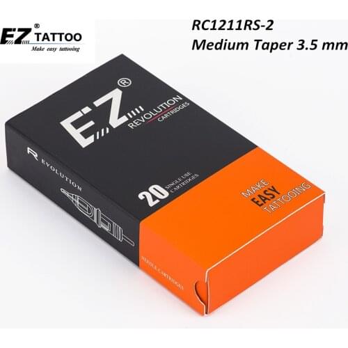 RC1211RS-2 EZ Revolution Cartridge Tattoo Needles Round Shader Needles Medium Taper 5.5 mm for Cartridge Tattoo Machine