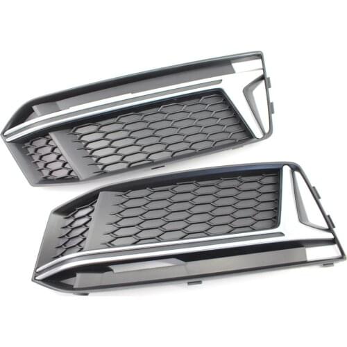 HONEYCOMB Car Front Lower Bumper Fog Light Grille Fit For Audi S4 A4 S-Line B9 2016-2018 Grill with Chrome Trim