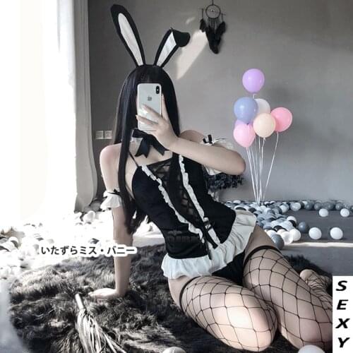 Japanese Anime Black Sexy Lingerie Bunny Girl Rabbit Cosplay Costumes Women Cute Maid Waitress Outfit Sweet Gift for Girlfriend