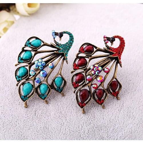 Bulk Price Retro Blue Peafowl Ring