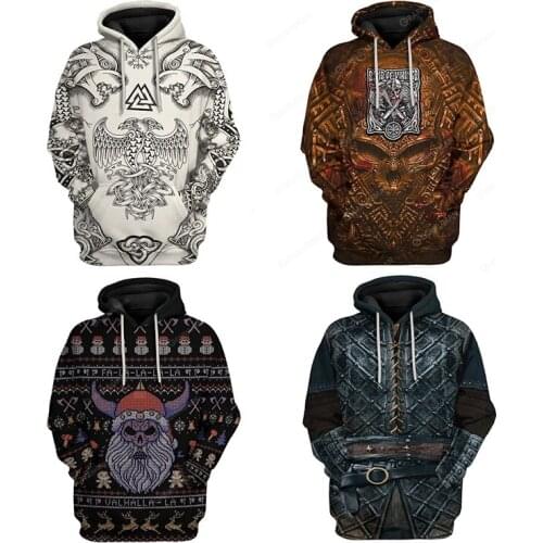 Viking Warriors Legend Sweatshirts White Red Viking 3D Printed Hoodie Cosplay costume Thin Pullover Hoodies Tops Outerwear Coat