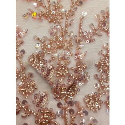 High Quality French Mesh Lace Fabric Tulle Embroidery Beads Tube Sequins Craft Sewing Banquet Party Wedding Bridal Dress 5 Yards