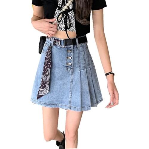 ZG1710 2021 Summer new women fashion big size high-waisted denim skirts pleated skirts cheap wholesale