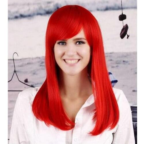 Zhaoxia++01546@Q8+++Hot best hairstyle synthetic straight long red wig, cosplay wigs for Americans Europeans