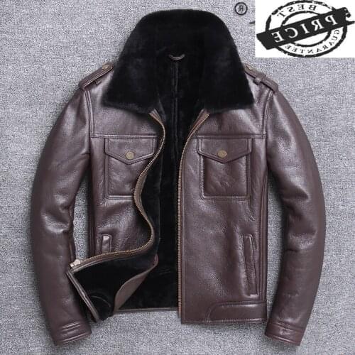 Shearling Winter Natural Jacket Real Fur Coat Men Warm Sheepskin Coats Mens Jackets Casaul Jaqueta De Couro Masculino 6a