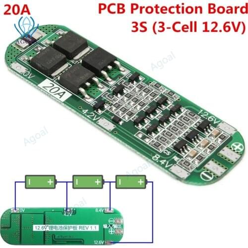 1pcs 3S 20A Li-ion Lithium Battery 18650 Charger PCB BMS Protection Board 12.6V Cell