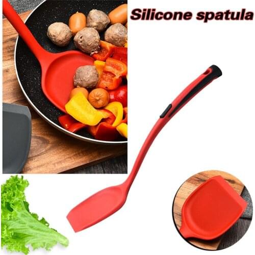 1 Pcs Silicone Spatula Heat-Resistant Long Handle Non-Stick Turner Kitchen Cooking Tool RE