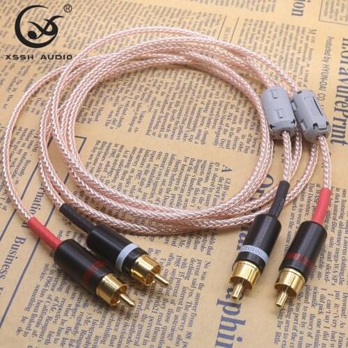 2pcs RCA to RCA Hi-end HIFI OFC pure copper silver mixed Headphone Earphone Extension Audio Wire Cord Aux Cable Cables