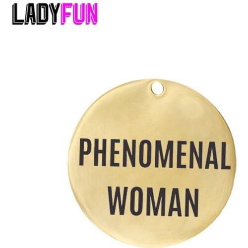 20pcs/lot Stainless Steel Strong Women Charms PHENOMENAL WOMAN Wholesale Jewelry Lots DIY Handmade Accessories Pendant