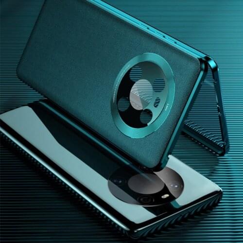 360 Full Magnetic Case For Huawei Mate 40 40 Pro 5G Leather Cover Metal Bumper Tempered Glass Camera Lens Protector Case Coque