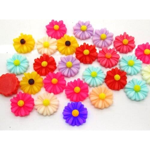 50Pcs 23mm Mixed Flower Resin Decoration Crafts Beads Flatback Cabochon Scrapbook DIY Embellishments Accessories