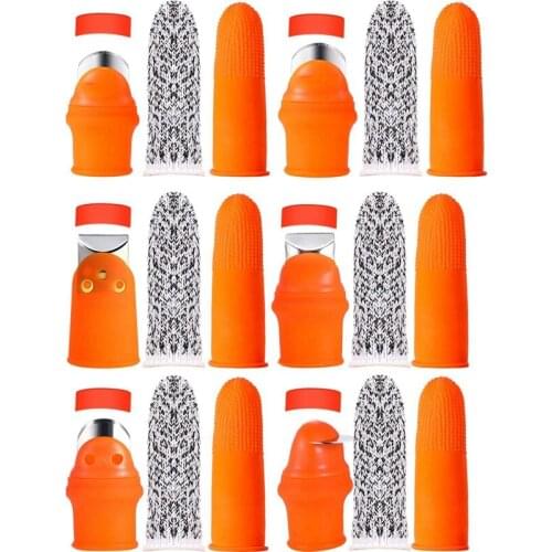 6 Sets Silicone Thumb Knife,Thumb Cutter with Finger Protectors Finger Cots,for Harvesting Vegetable,Fruit&Plant