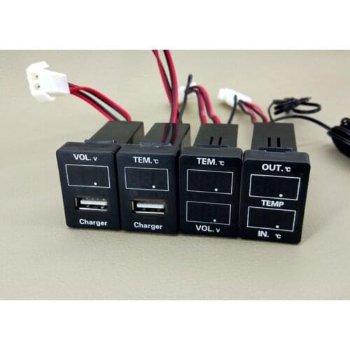 USB Charger Car Charger USB Connector Voltage Display Temperature Audio Charger VOL.V TEM HDMI For Toyota Vellfire Tacoma WISH