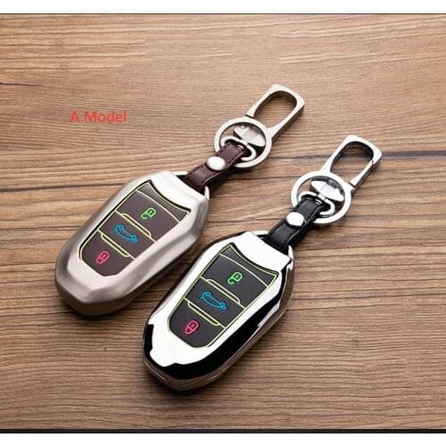 Car Key Case Cover For Peugeot 301 308 408 508 2008 308S 3008 4008 5008 307 Accessories Alloy leather Keychain Bag Holder