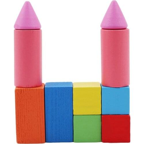 Educational Toys Math Building Blocks Geometry Combination Teaching Aids Wooden Children Unisex Geometric Assembling Bolcks