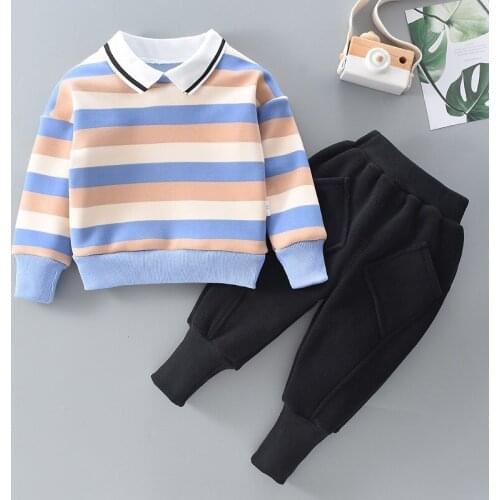 Children Boys Gentleman Set Spring Autumn 1-5Y Boys Casual Clothing Fashion Thick Warm Knitted Tops +pants 2pcs