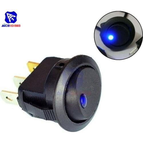 Diymore 5PCS/Lot AC 125V/250V 3Pin Round Red/Blue/Green/Yellow Dot LED Light Rocker Toggle SPST Switch for Car