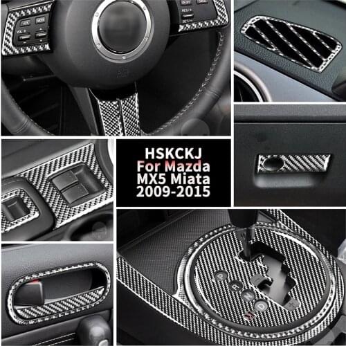 For Mazda MX5 NC Miata Roadster Silvery Carbon Fiber Stickers Interiors Window Control Panel Center Armrest AC CD Accessories