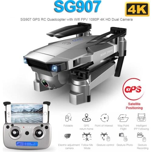 SG907 GPS Drone with 4K 1080P HD Dual Camera 5G Wifi RC Quadcopter Optical Flow Positioning Foldable Mini Drone VS E520S E58
