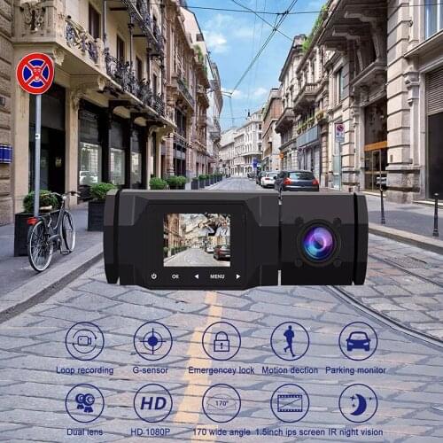 Dual Car Dash Cam 1080P IR Night Vision Driving Parking G-sensor DVR Camera USB 2.0 1.5 inch LCD Screen Car Dash Camera