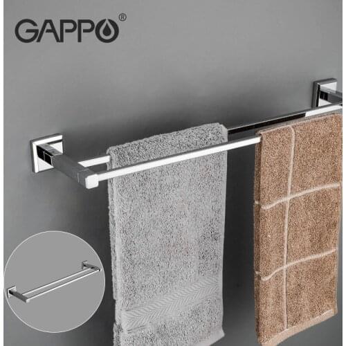 GAPPO Double Towel Holder Hooks Wall Mounted Brass Restroom Towel Rack Bathroom Accessories G3809