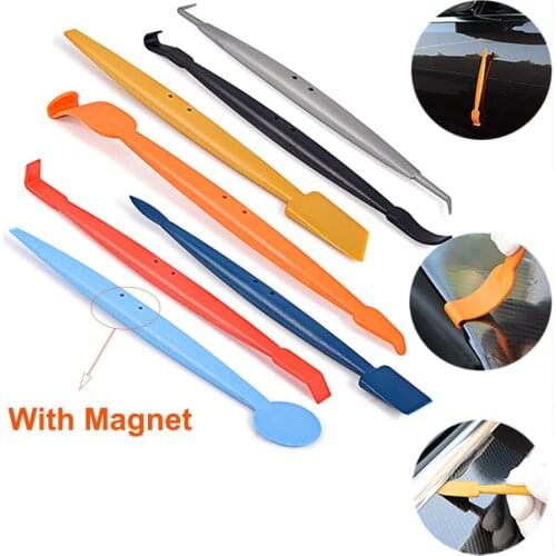 EHDIS 7PCS Carbon Fiber Film Vinyl Wrap Car Tools Micro Magnetic Squeegee Scraper Set car Wrapping Magnet Stick Tool window tint