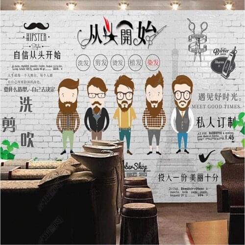 Retro European and American Trend Hair Salon Wall Paper 3D Barber Shop Industrial Decor Mural Wallpaper Papel De Parede 3d